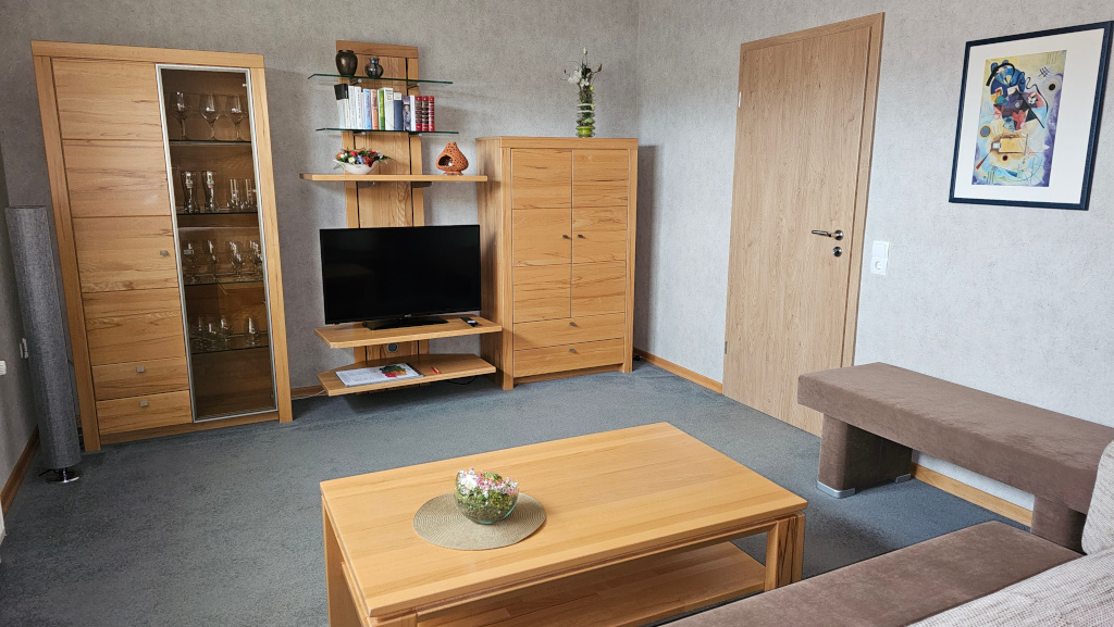 Schlaf- und Wohnzimmer mit TV